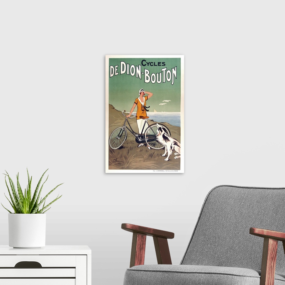 A modern room featuring Cycles De Dion Bouton - Vintage Bicycle Advertisement
