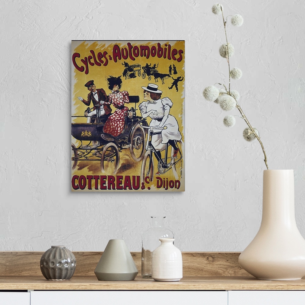 A farmhouse room featuring Cycles et Automobiles - Vintage Bicycle Advertisement