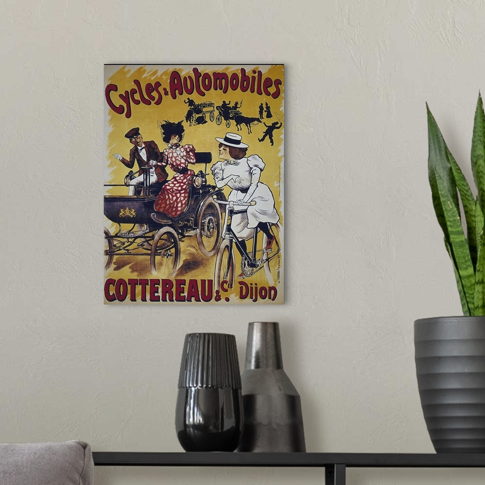 A modern room featuring Cycles et Automobiles - Vintage Bicycle Advertisement