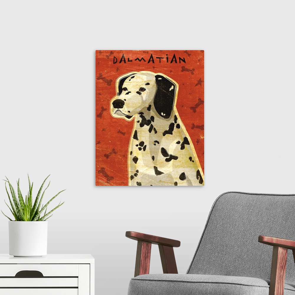 A modern room featuring Dalmation