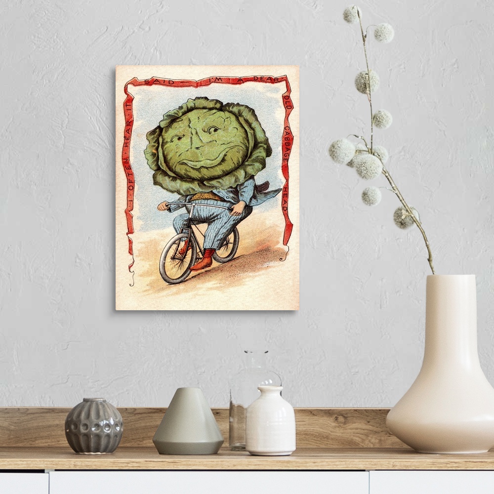 A farmhouse room featuring Dear Old Cabbage Head - Vintage Illustration