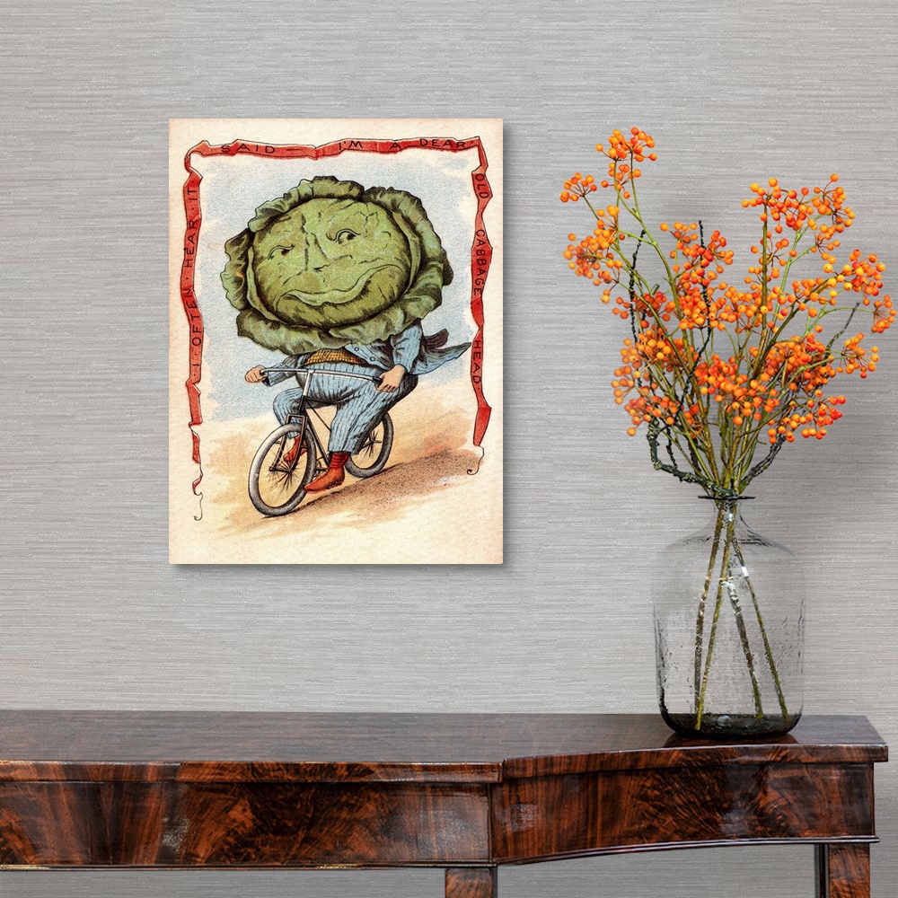 A traditional room featuring Dear Old Cabbage Head - Vintage Illustration