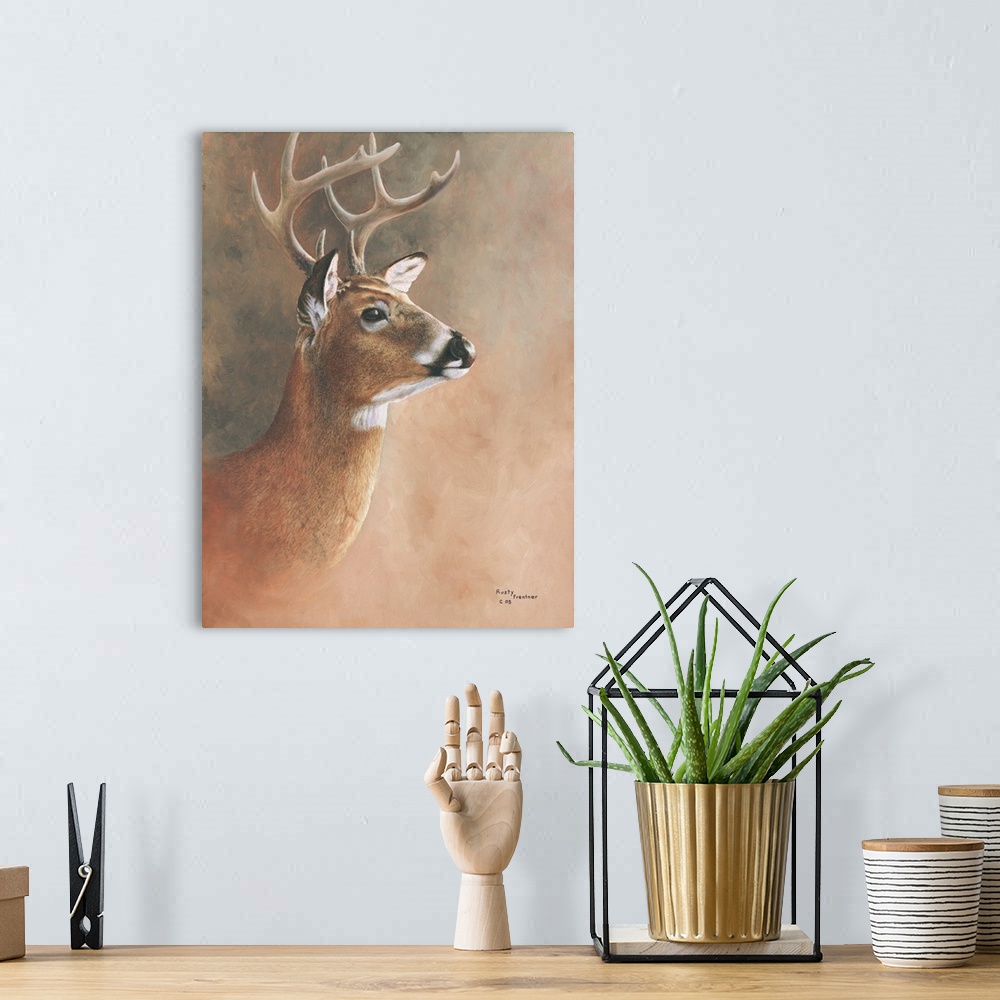 A bohemian room featuring A close up of a deer head