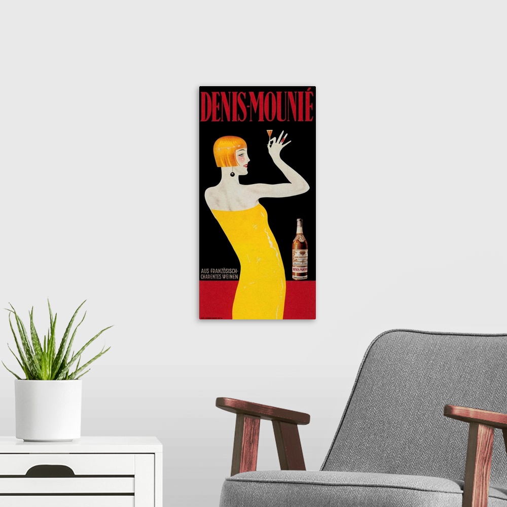 A modern room featuring Denis Mounie - Vintage Liquor Advertisement