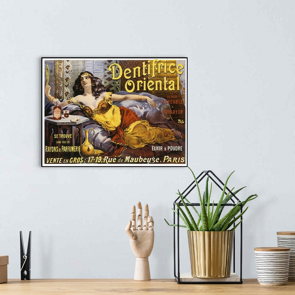 A bohemian room featuring Dentrifice Oriental - Vintage Toothpaste Advertisement