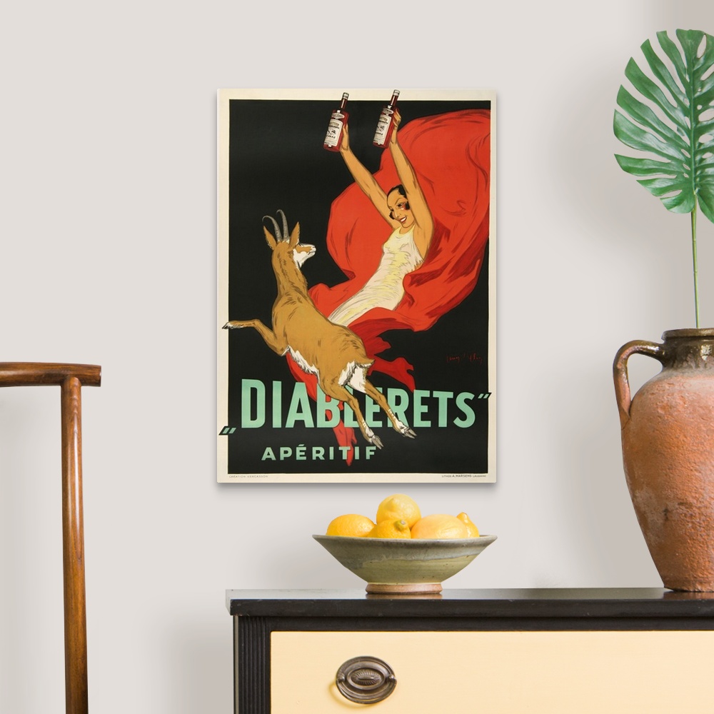 A traditional room featuring Diablerets - Vintage Beverage Advertisement