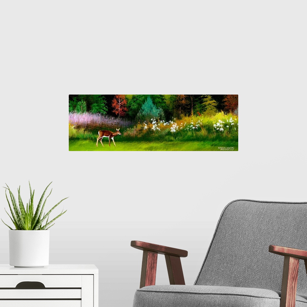 A modern room featuring Doe In Spring Glade