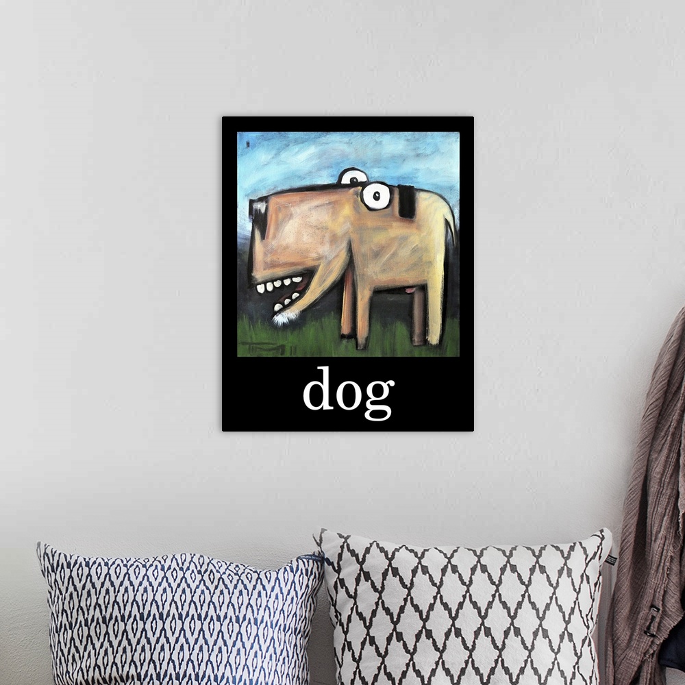 A bohemian room featuring Dog Poster I