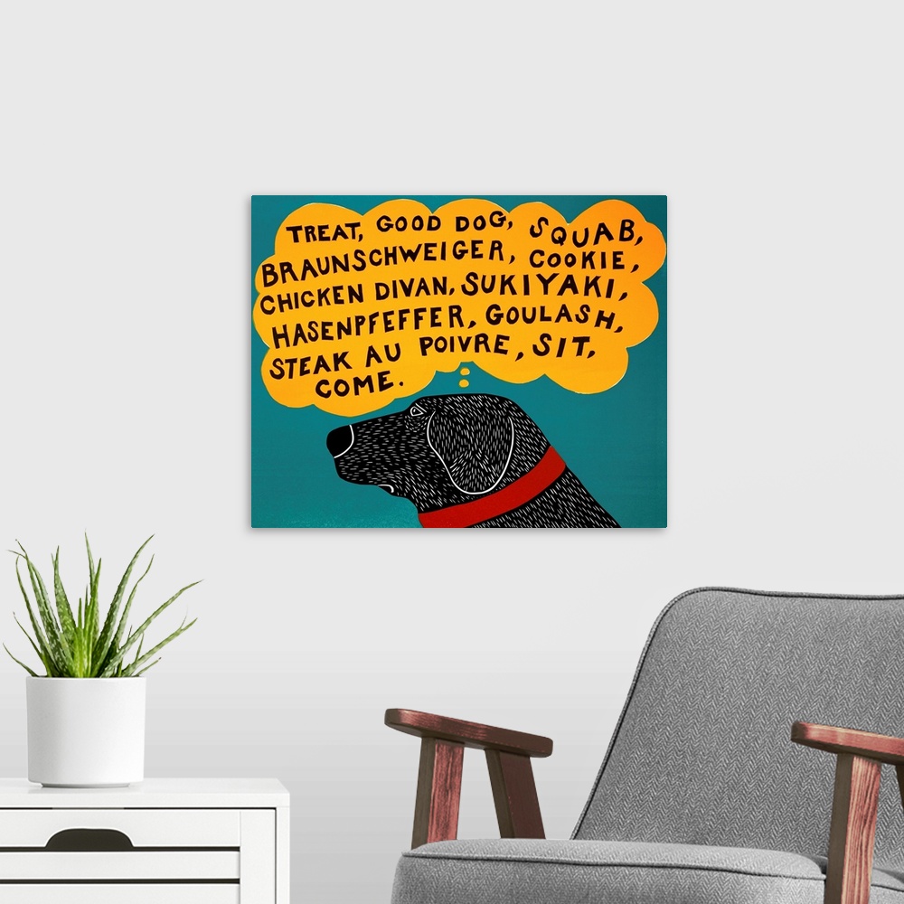 A modern room featuring Dogs can only learn a few words black