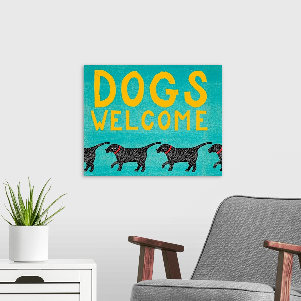 A modern room featuring Dogs Welcome