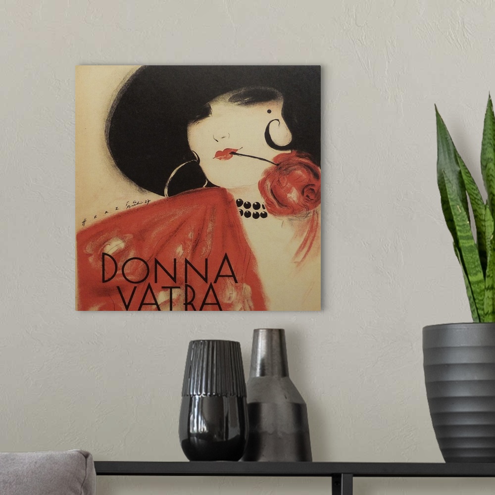 A modern room featuring Vintage poster advertisement for Donna Vatra.