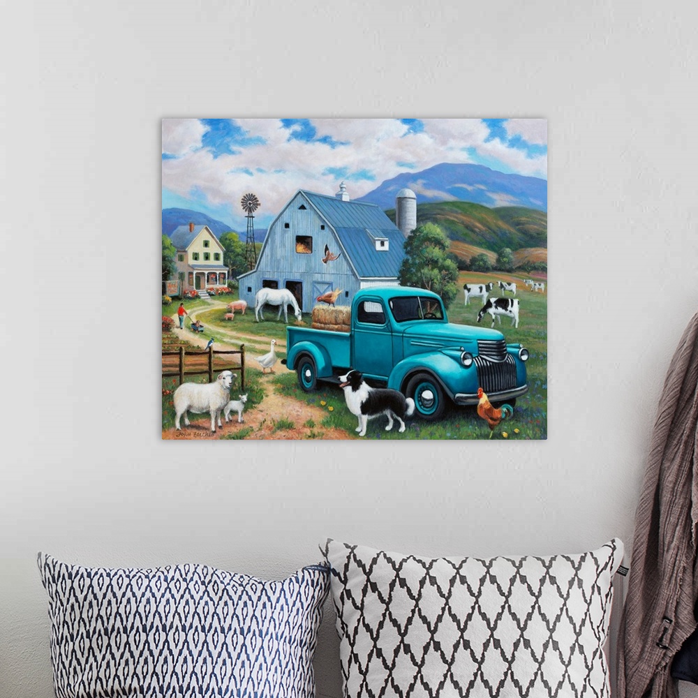 A bohemian room featuring Down At The Farm With A Blue Truck