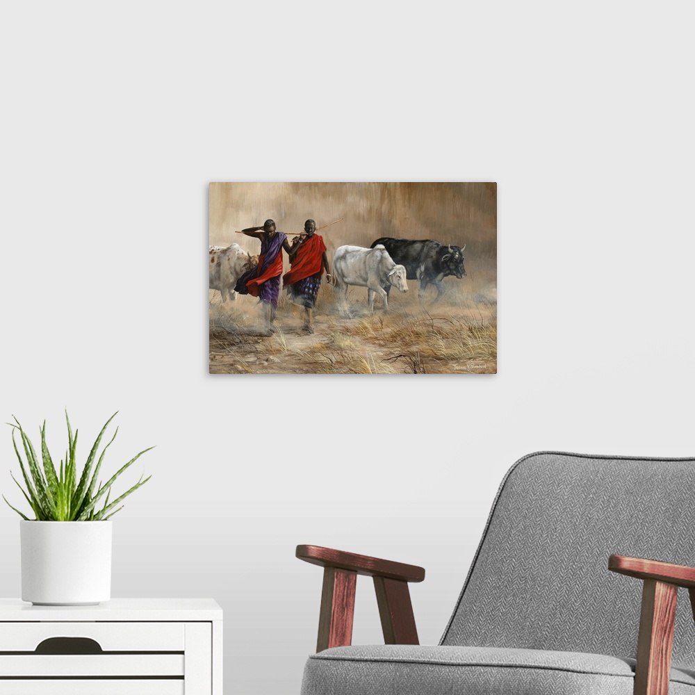 A modern room featuring Dusty Cattle Drive