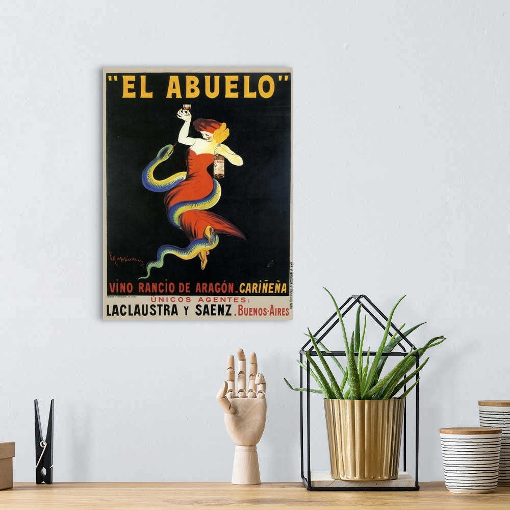 A bohemian room featuring El Abuelo - Vintage Liquor Advertisement
