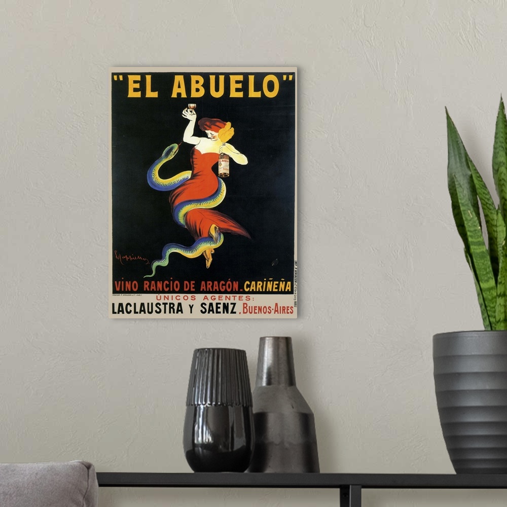 A modern room featuring El Abuelo - Vintage Liquor Advertisement