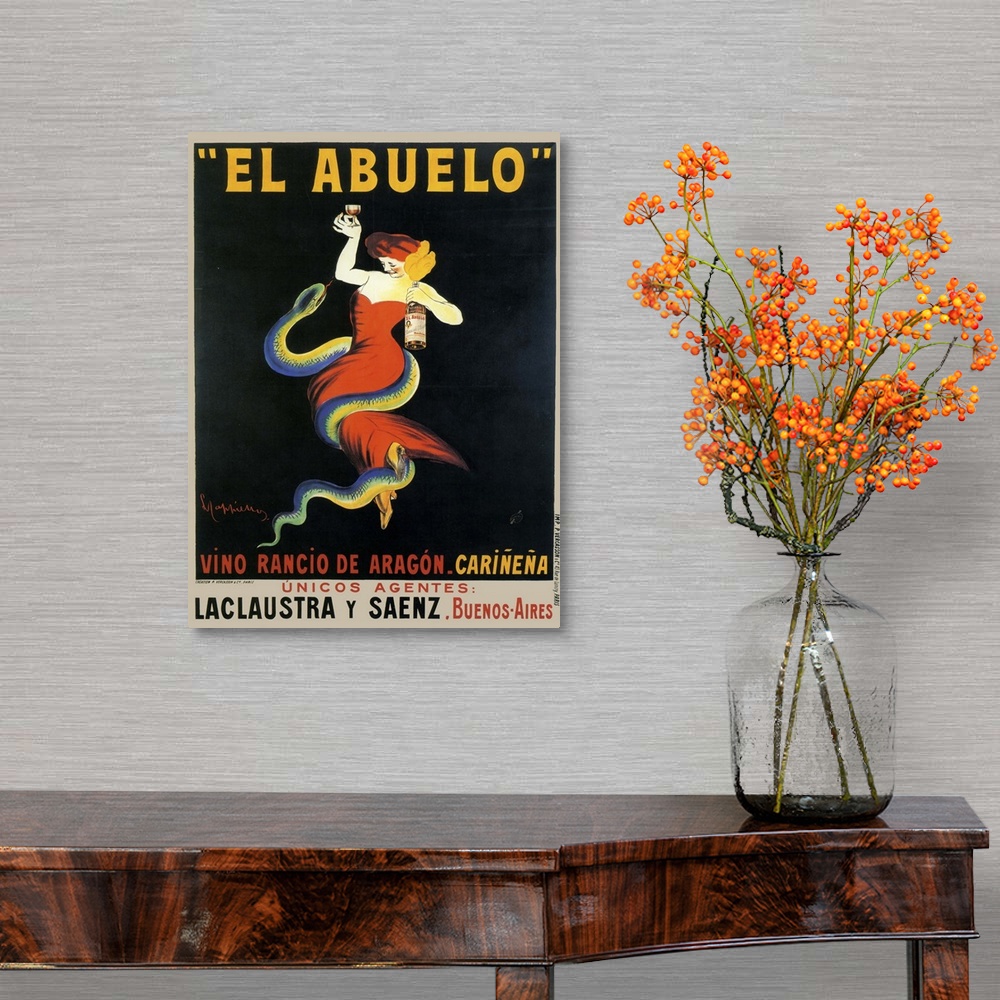 A traditional room featuring El Abuelo - Vintage Liquor Advertisement