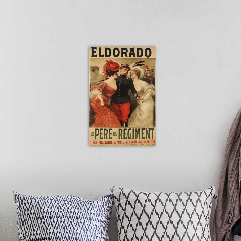 A bohemian room featuring El Dorado - Vintage Theatre Advertisement
