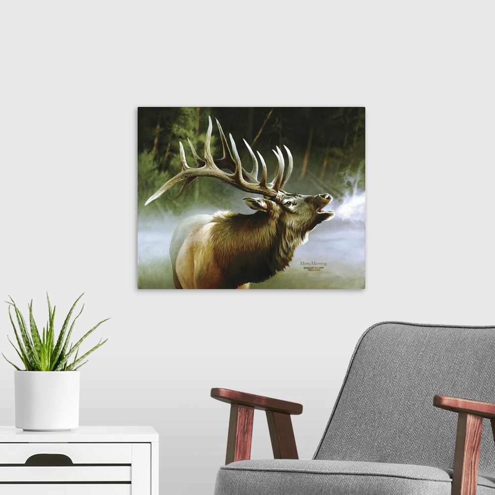 A modern room featuring Elk In Mist