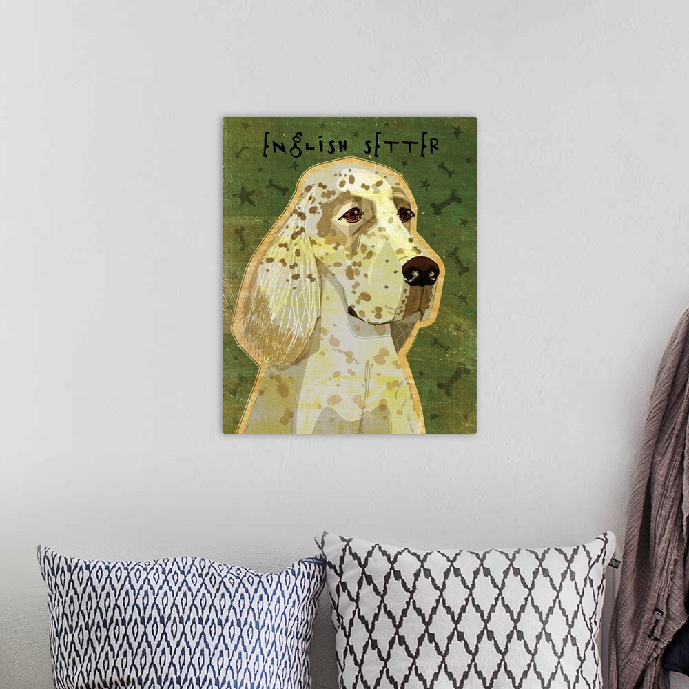 A bohemian room featuring English Setter