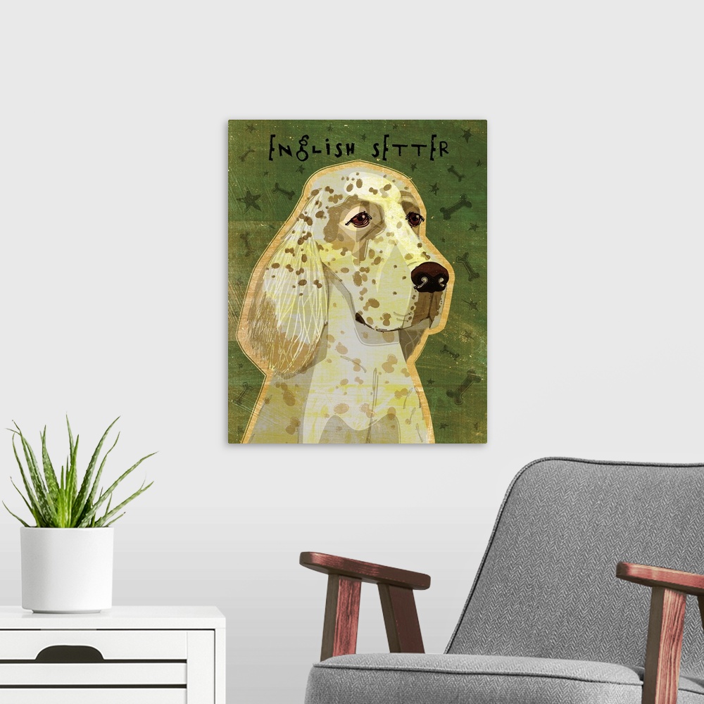 A modern room featuring English Setter