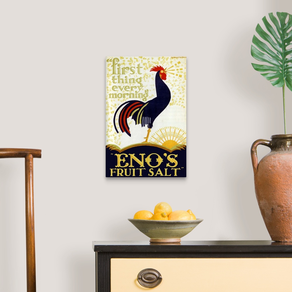 A traditional room featuring Vintage poster advertisement for Enos Fruit Salt.