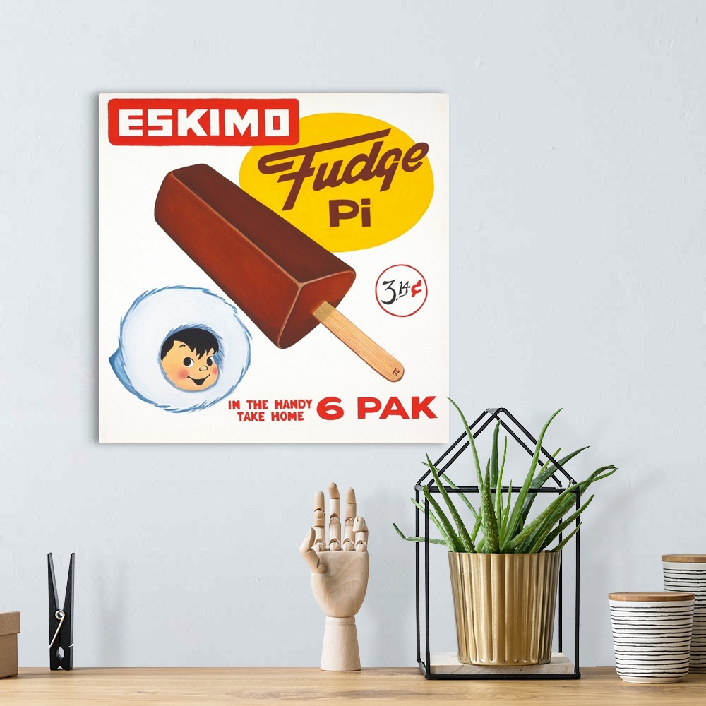 A bohemian room featuring Square painting with symbols creating the pun Eskimo Pi (Eskimo pie)