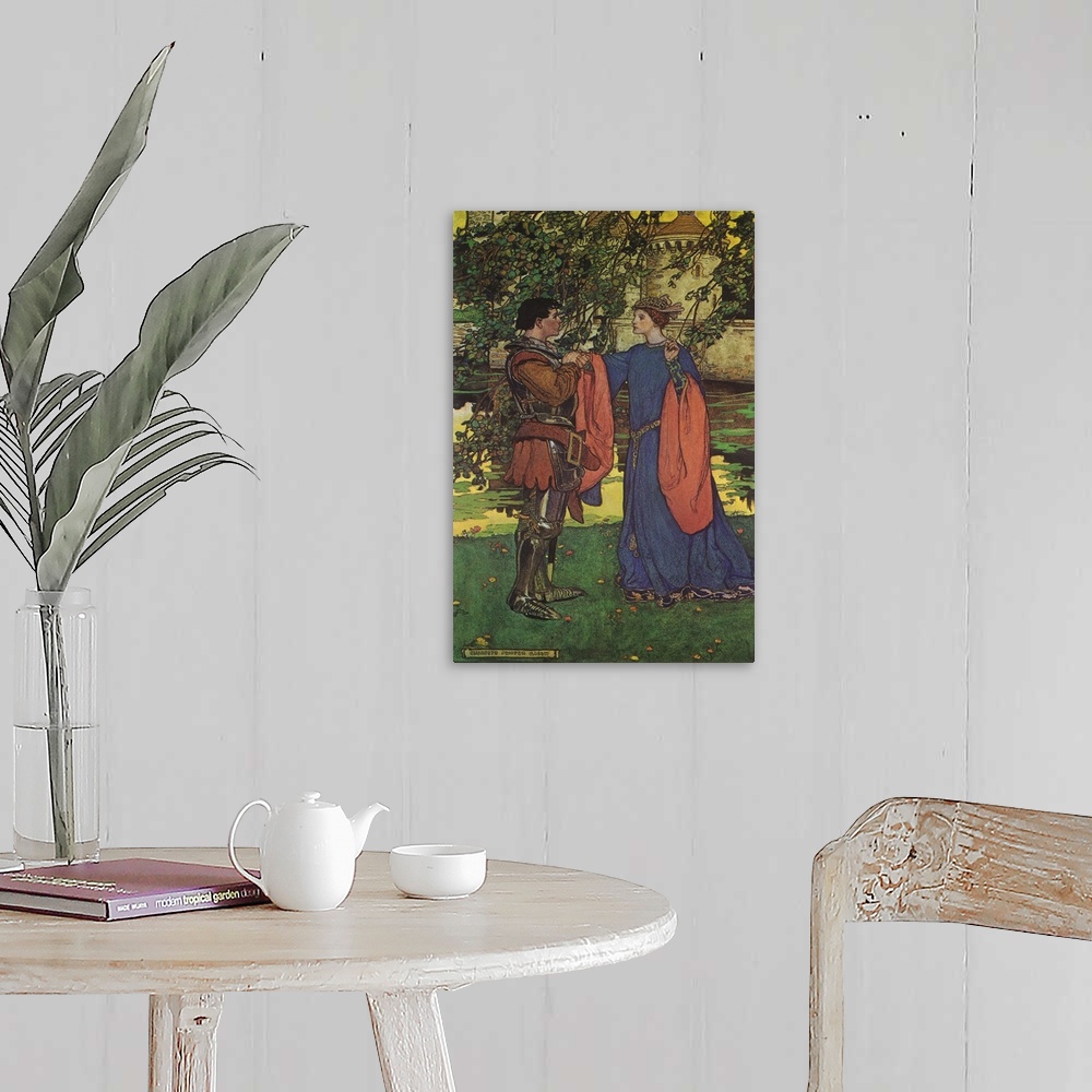 A farmhouse room featuring Vintage stylized illustrative fairy tale artwork.