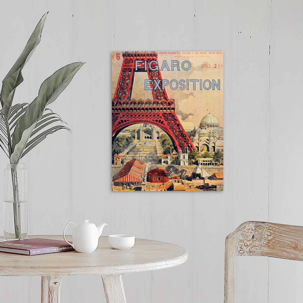 A farmhouse room featuring Vintage poster advertisement for Figaro Expo.