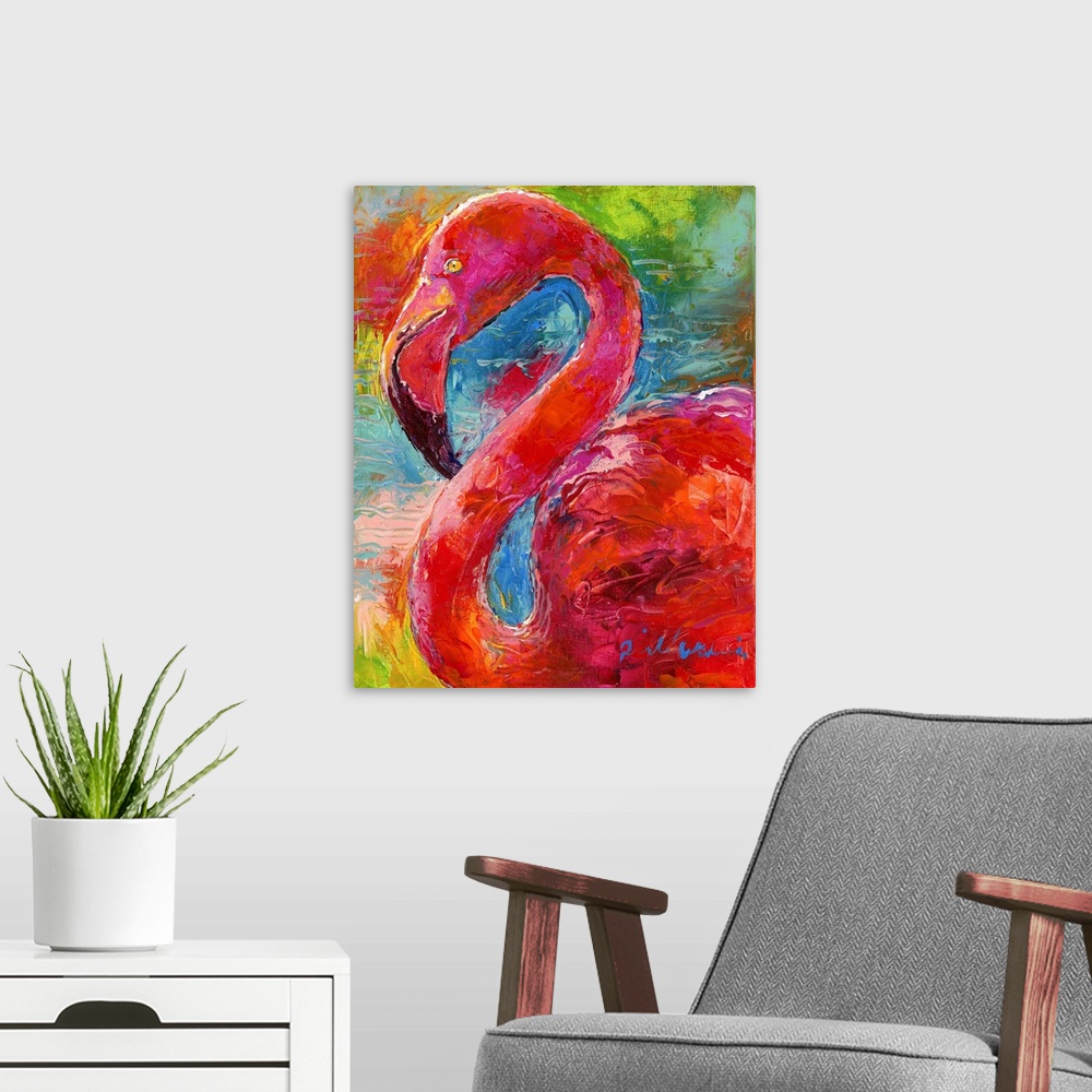 A modern room featuring Flamingo