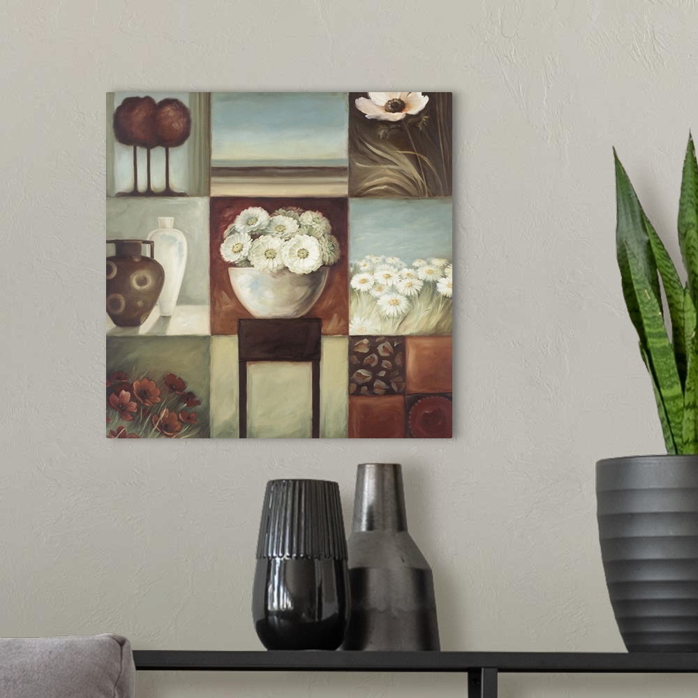 A modern room featuring Floral Montage I