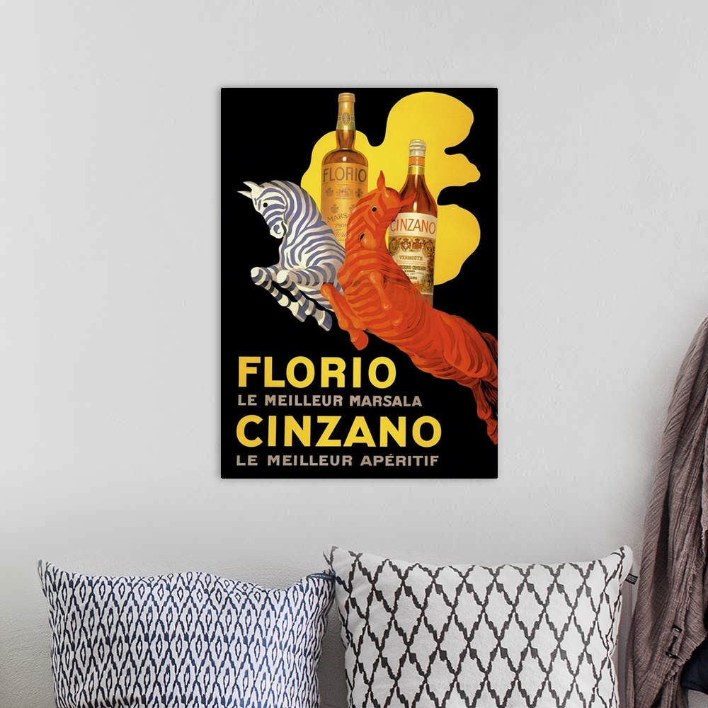 A bohemian room featuring Florio Cinzano - Vintage Liquor Advertisement