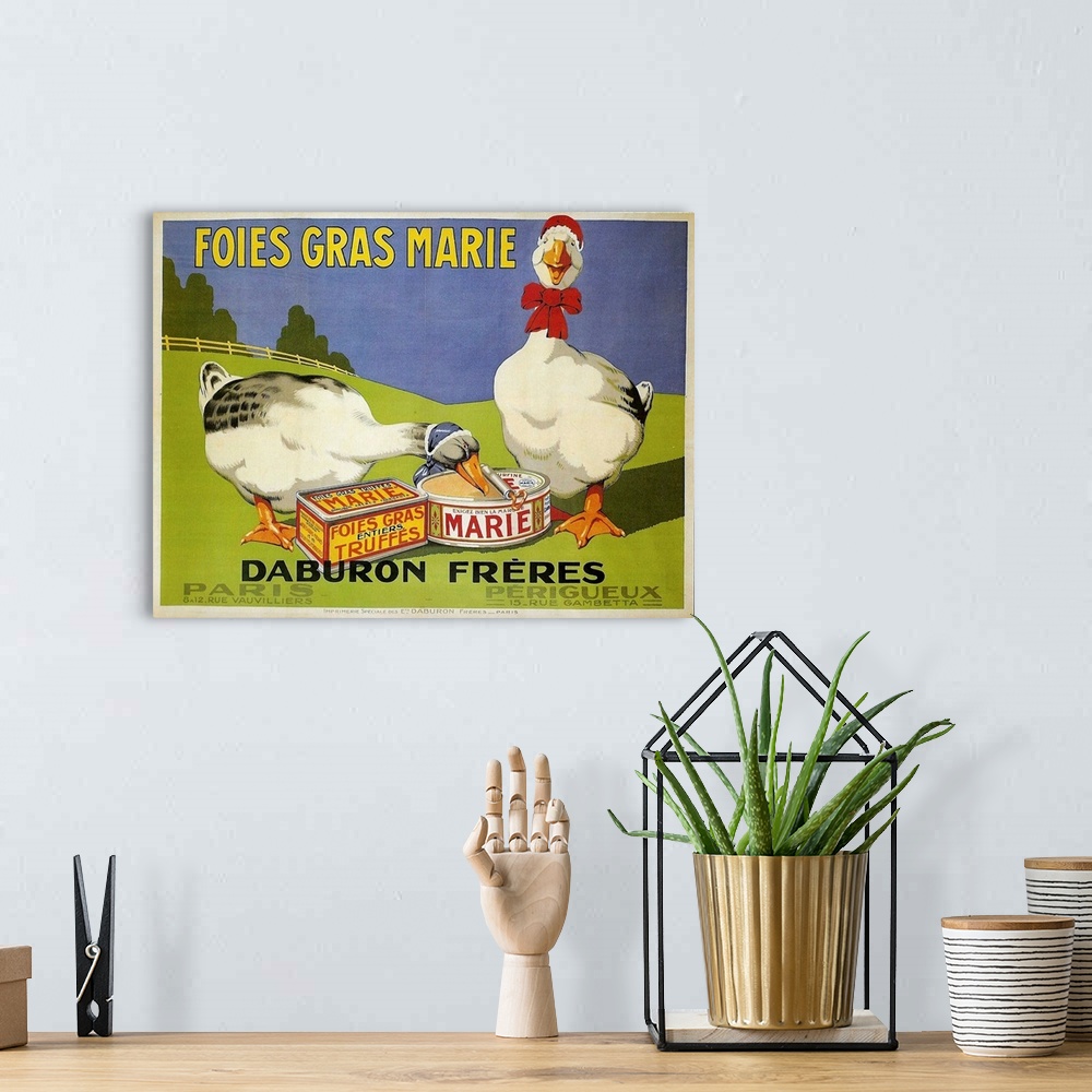 A bohemian room featuring Foies Gras Marie - Vintage Liver Advertisement