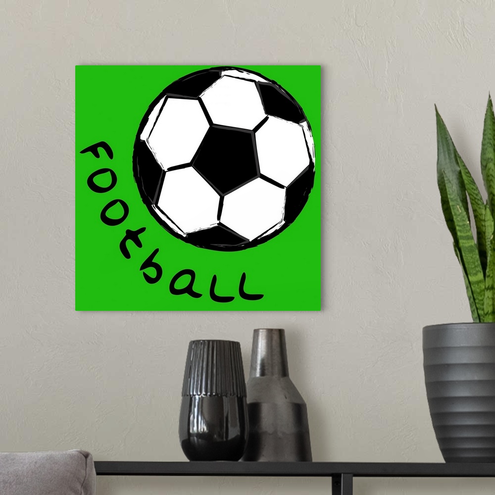 A modern room featuring soccerball