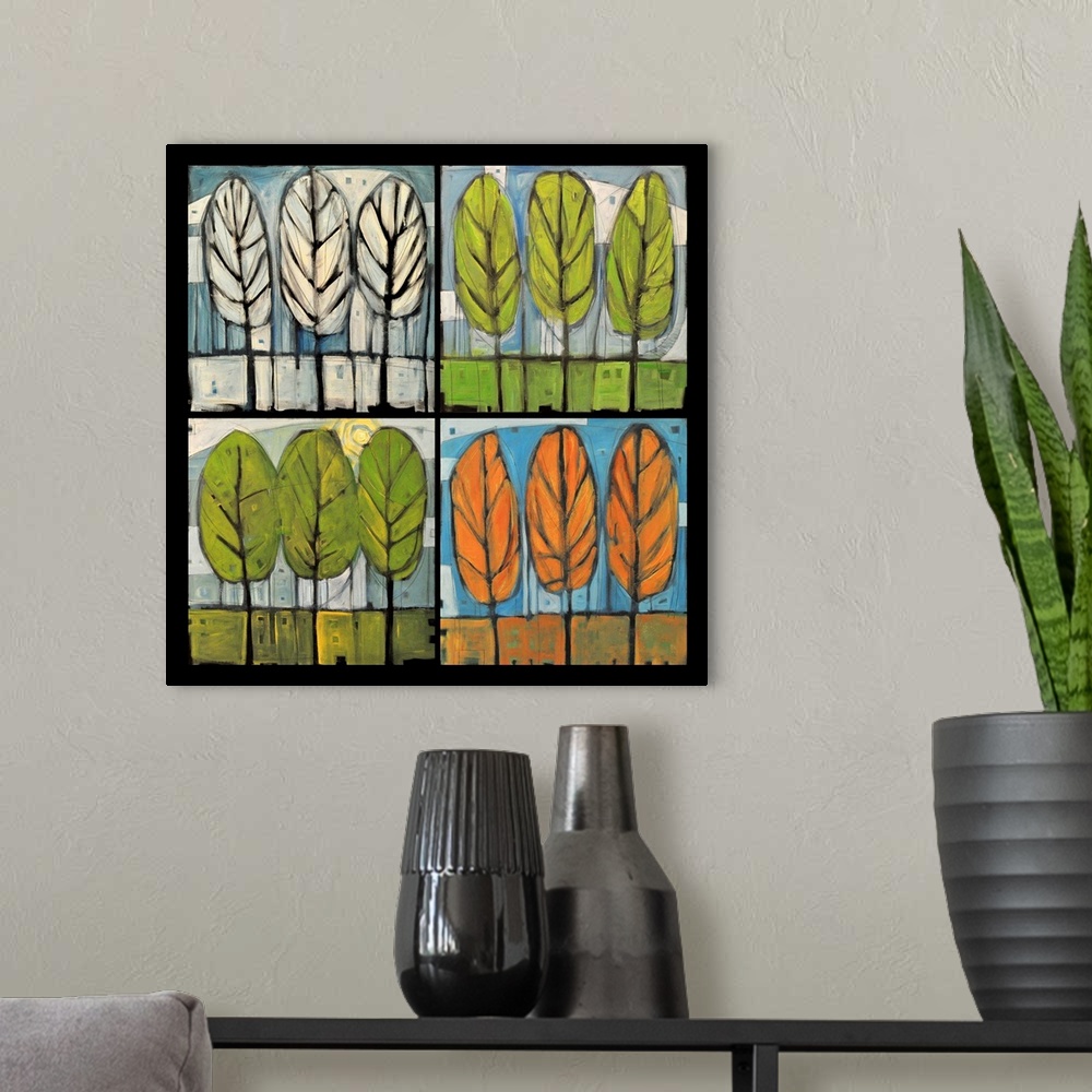 A modern room featuring Four Seasons Tree Series Square