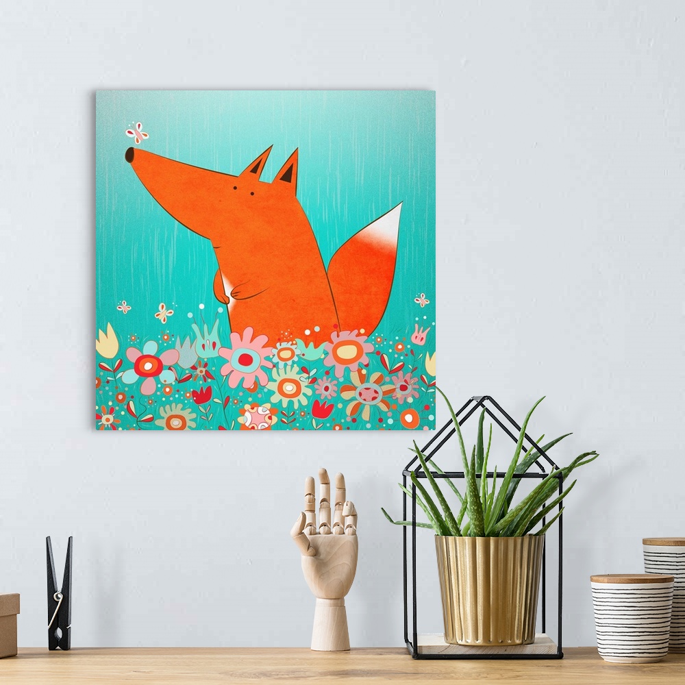 A bohemian room featuring Fox in Flowers