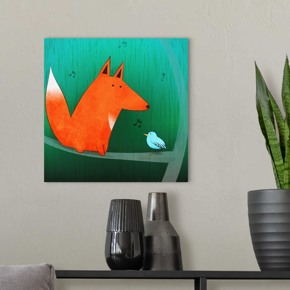 A modern room featuring Fox in Tree