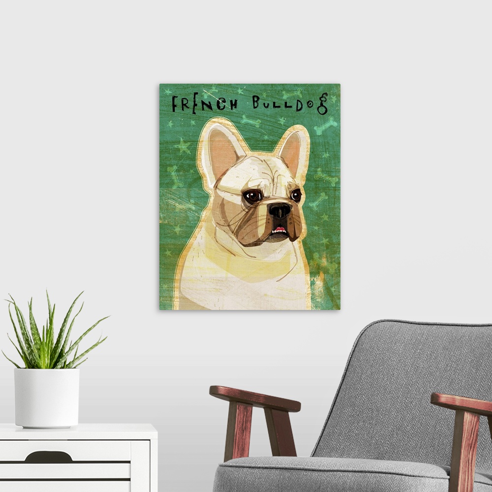 A modern room featuring French Bulldog - White