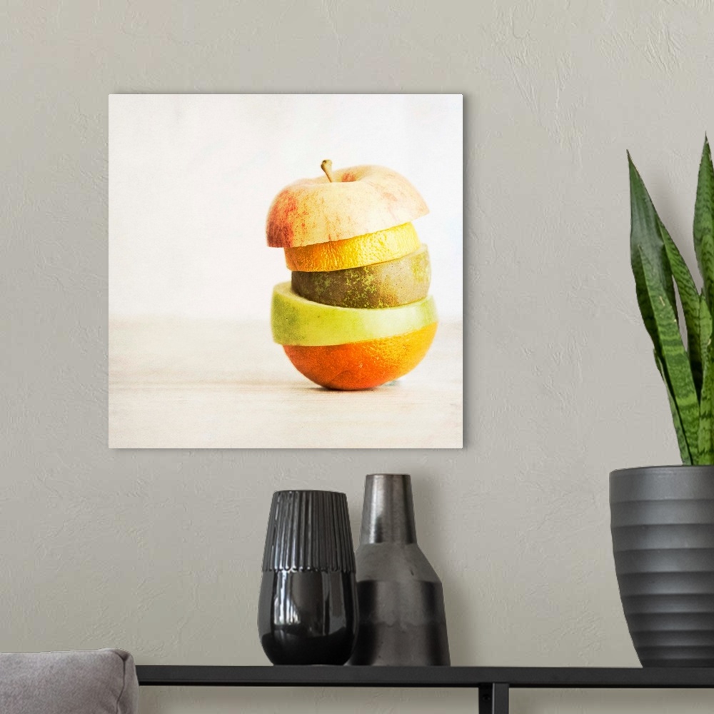 A modern room featuring Fruit Pieces as one