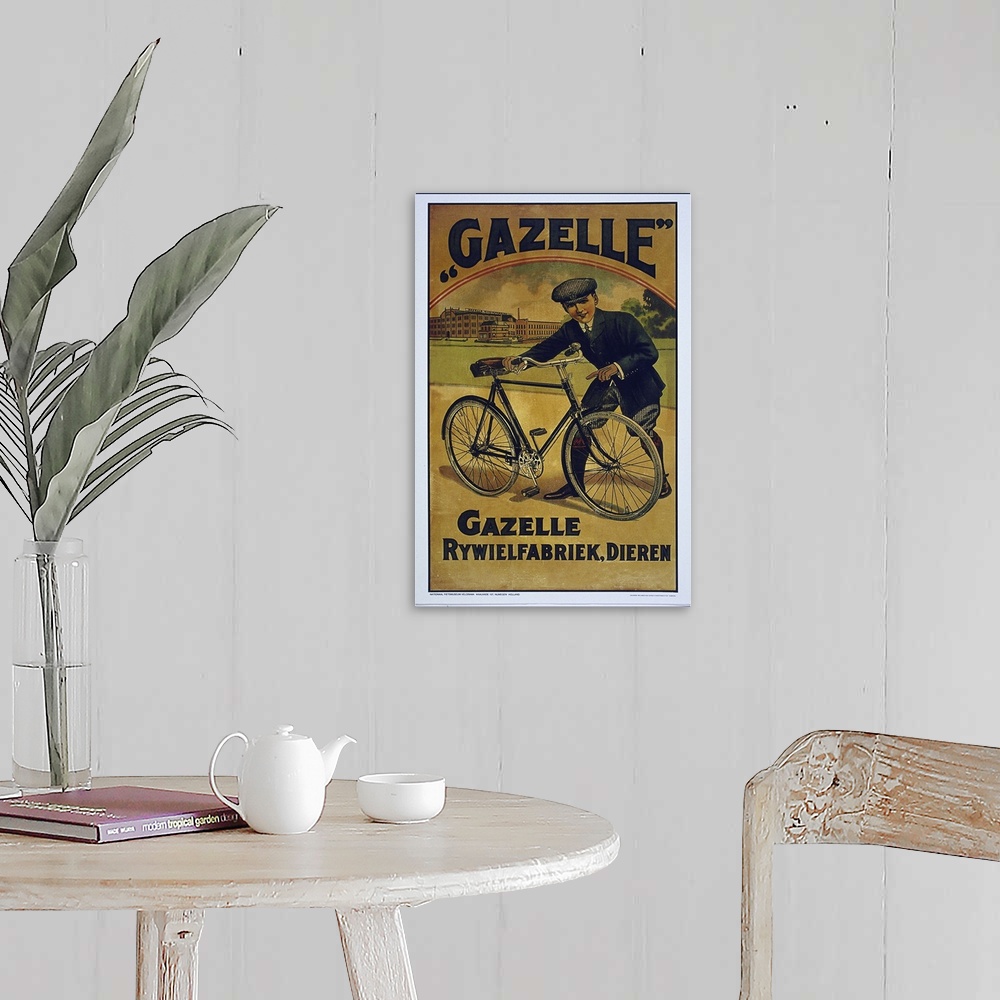 A farmhouse room featuring Gazelle - Vintage Bicycle Advertisement