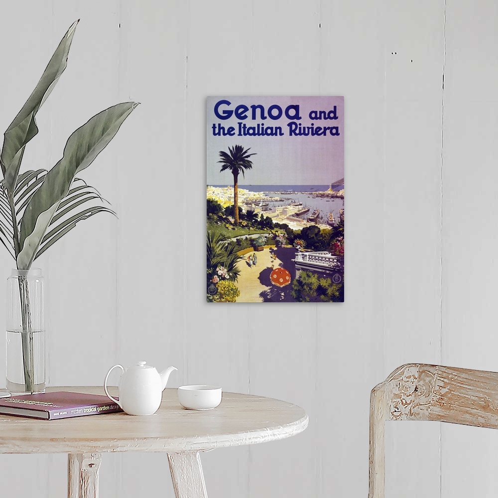 A farmhouse room featuring Genoa - Vintage Travel Advertisement
