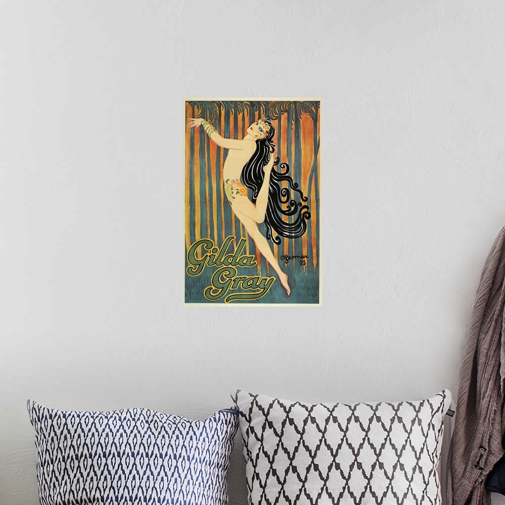 A bohemian room featuring Gilda Good, vintage Paris poster
