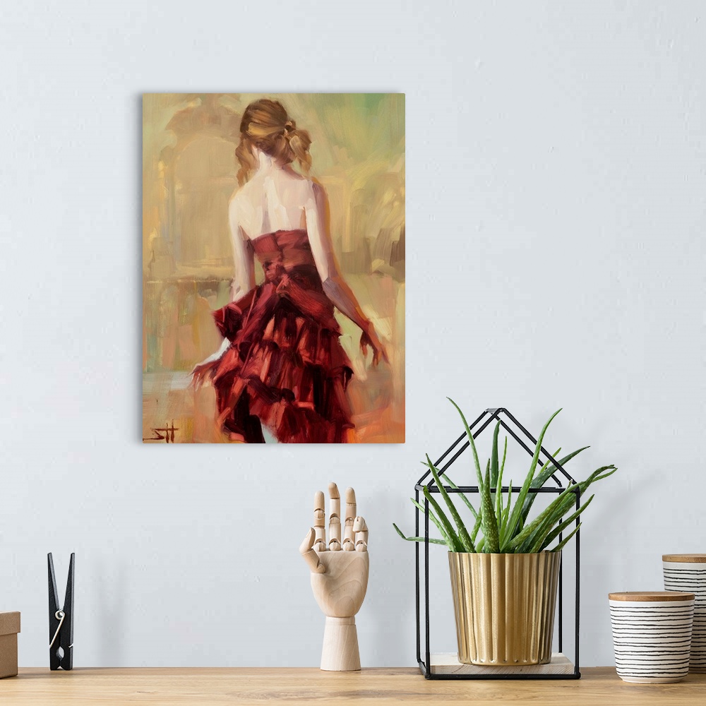 A bohemian room featuring Girl in A Copper Dress II