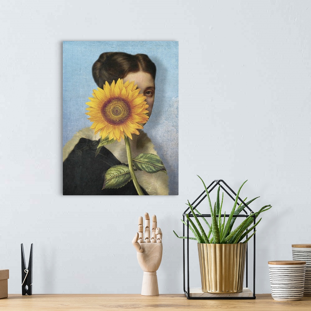 A bohemian room featuring Girl with Sunflower