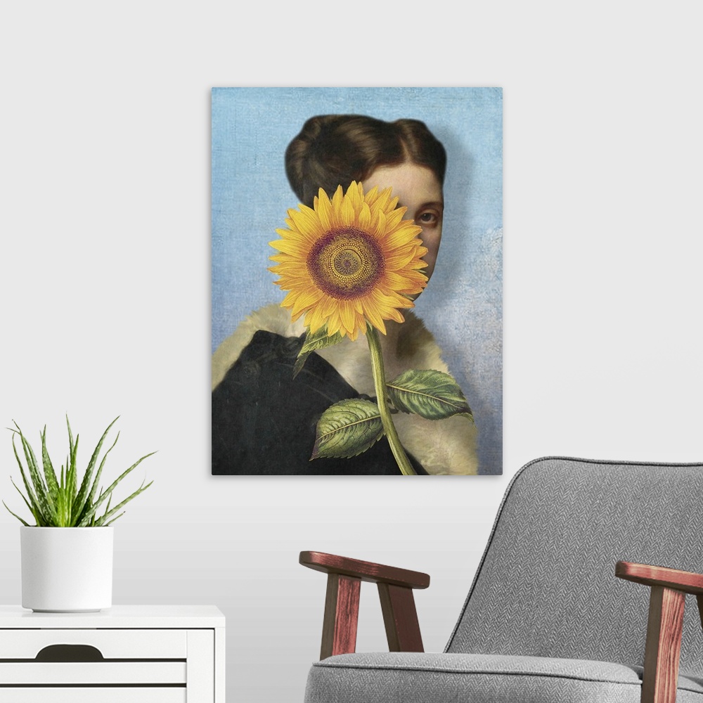 A modern room featuring Girl with Sunflower
