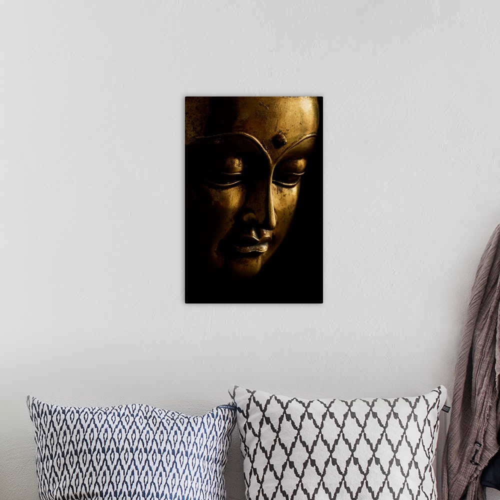 A bohemian room featuring Gold Buddha on Black