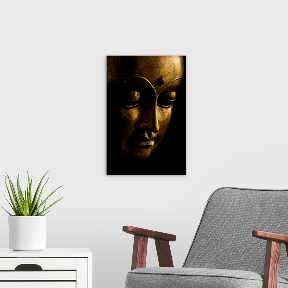 A modern room featuring Gold Buddha on Black