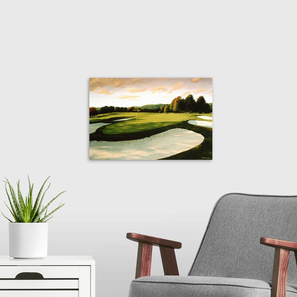 A modern room featuring Golf Course  VIII