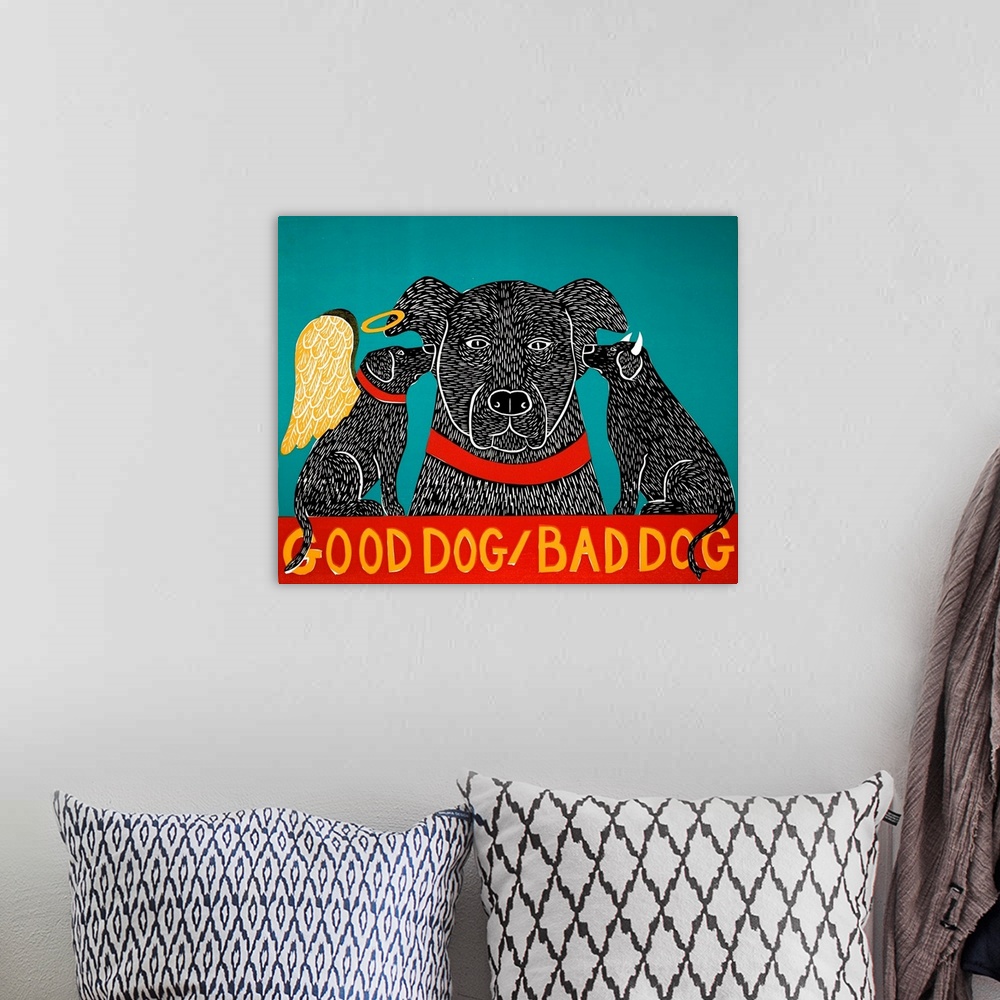 A bohemian room featuring Good Dog Bad Dog Black