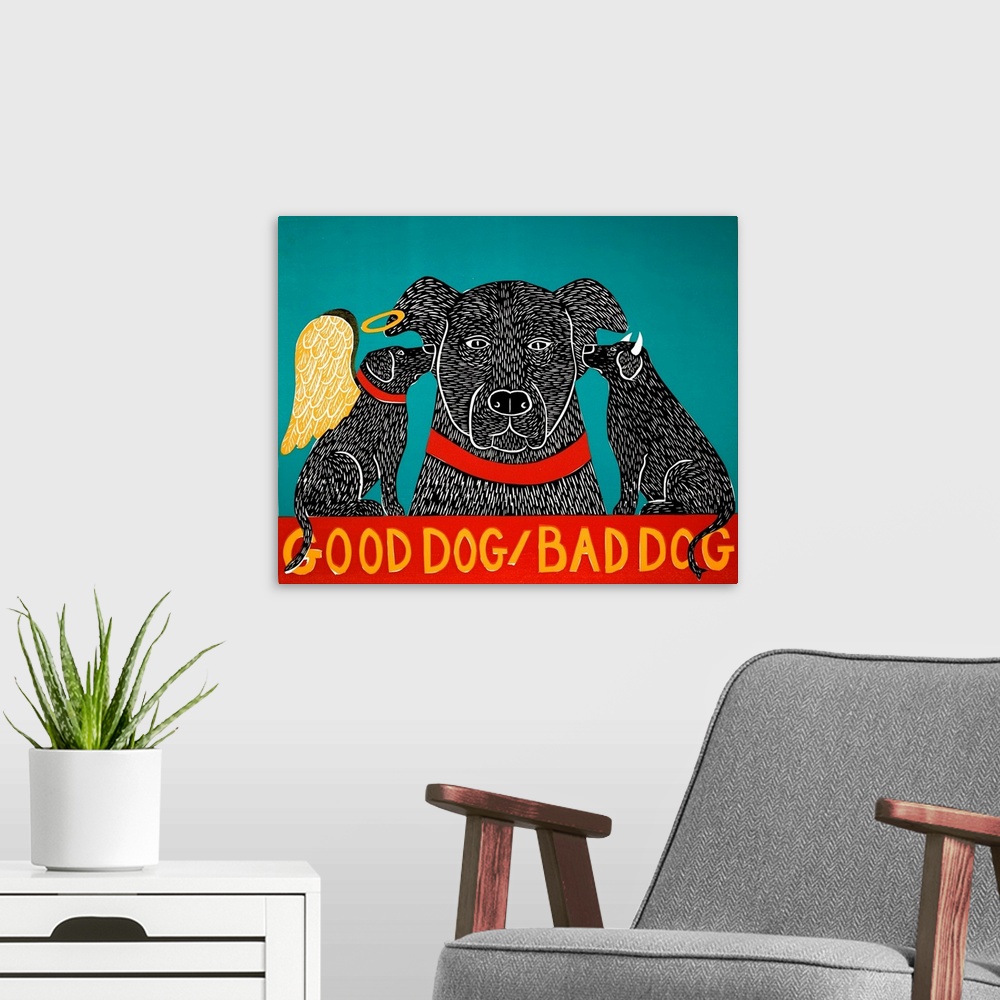 A modern room featuring Good Dog Bad Dog Black