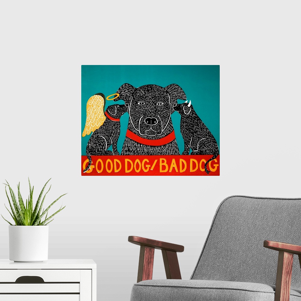 A modern room featuring Good Dog Bad Dog Black